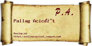 Pallag Acicét névjegykártya